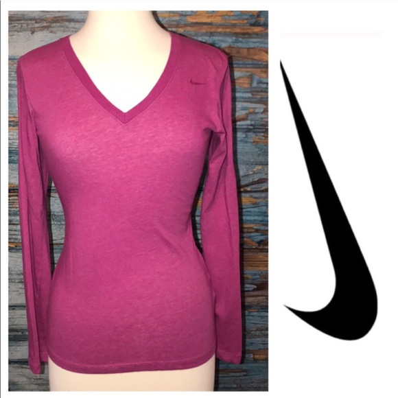Nike V- Neck Purple Long Sleeve Tee Small - Picture 2 of 4